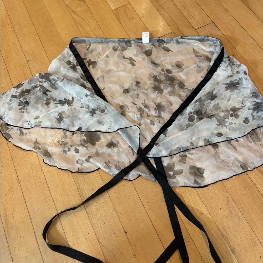 Sheer floral ballet tie wrap skirt